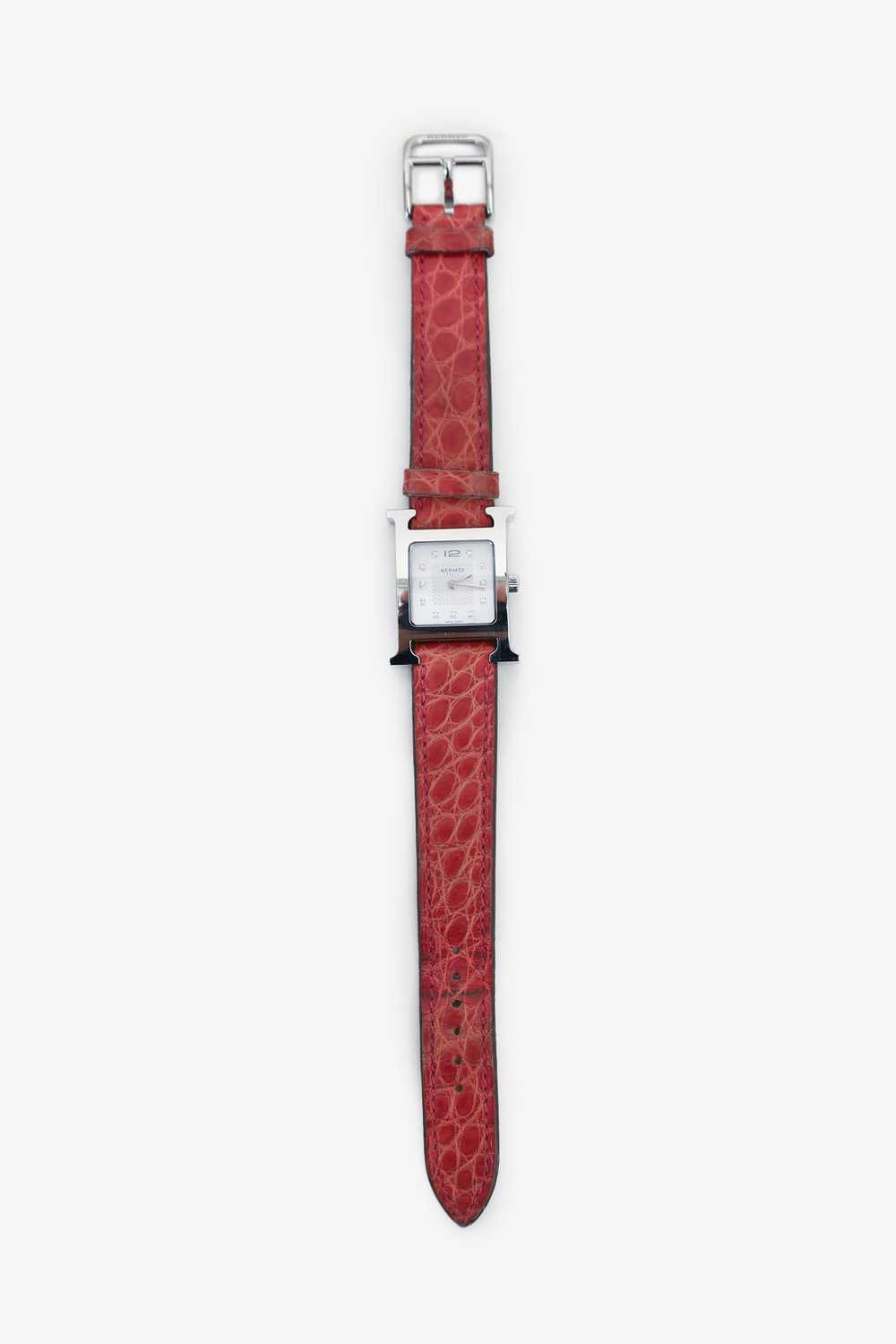 Hermès Pink Leather Diamond Heure H Mini Model Wa… - image 1