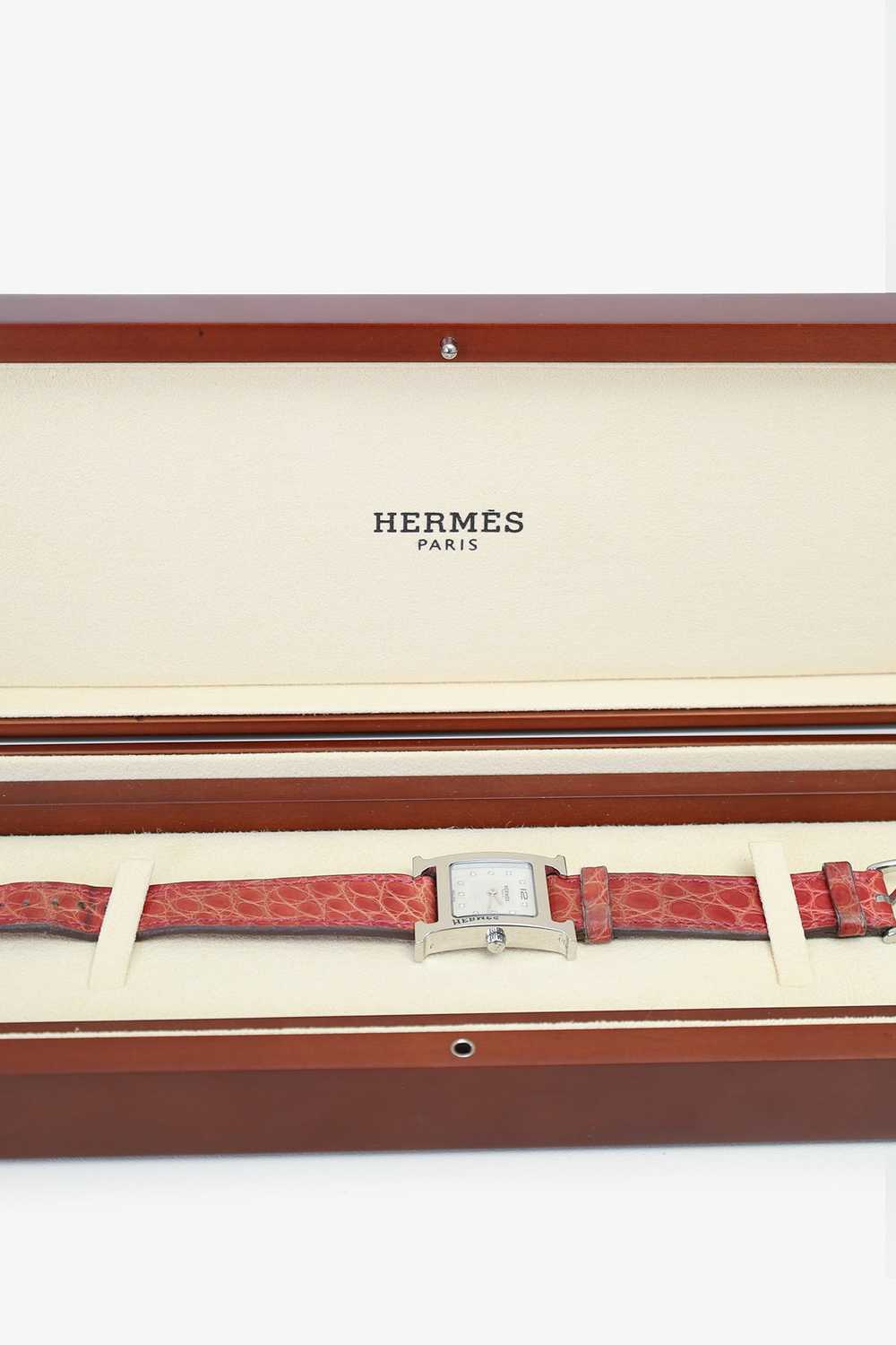 Hermès Pink Leather Diamond Heure H Mini Model Wa… - image 5