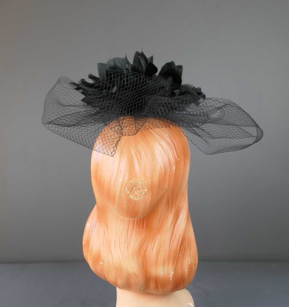 Vintage Black Flower & Net Loops Fascinator Hat 1… - image 10