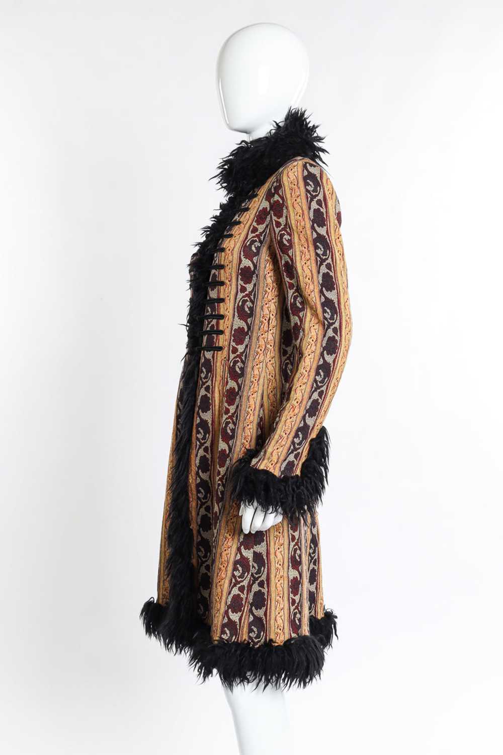 OZBEK Faux Fur Trim Tapestry Coat - image 2