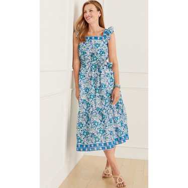 Talbots Voile Square Neck Midi Fit Flare Dress So… - image 1