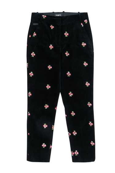 The Kooples - Black & Pink Floral Embroidered Velv