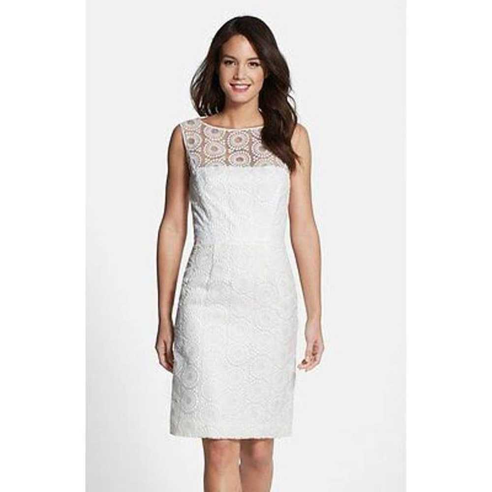 Maggy London Embroidered Illusion Yoke Sheath Dre… - image 1