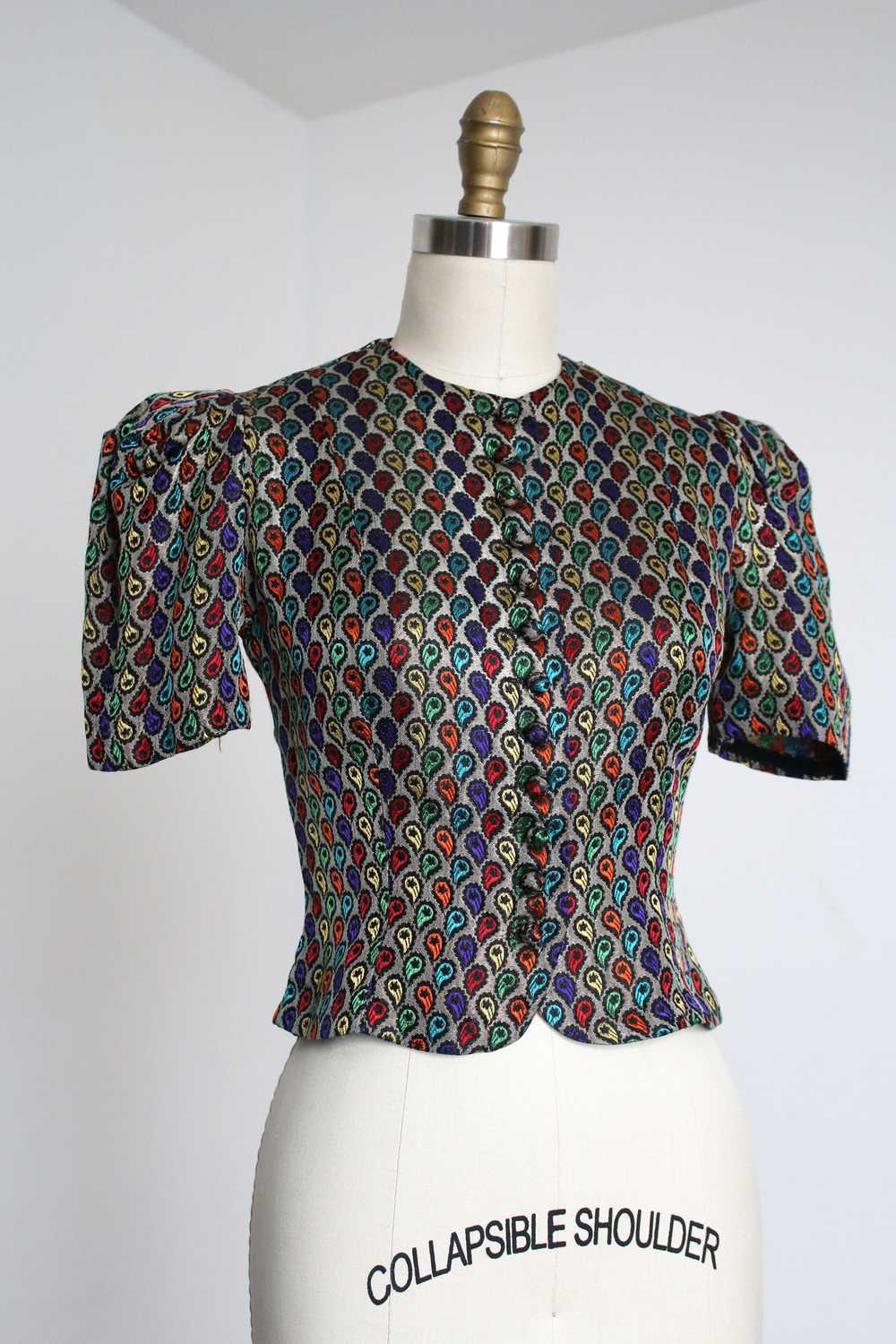 vintage 1930s metallic lamé blouse {s} - image 1