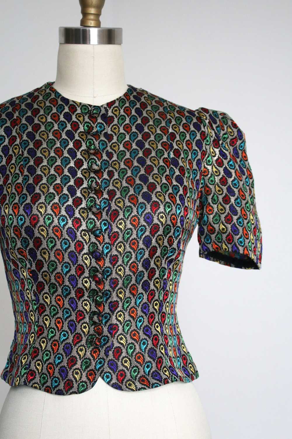vintage 1930s metallic lamé blouse {s} - image 2