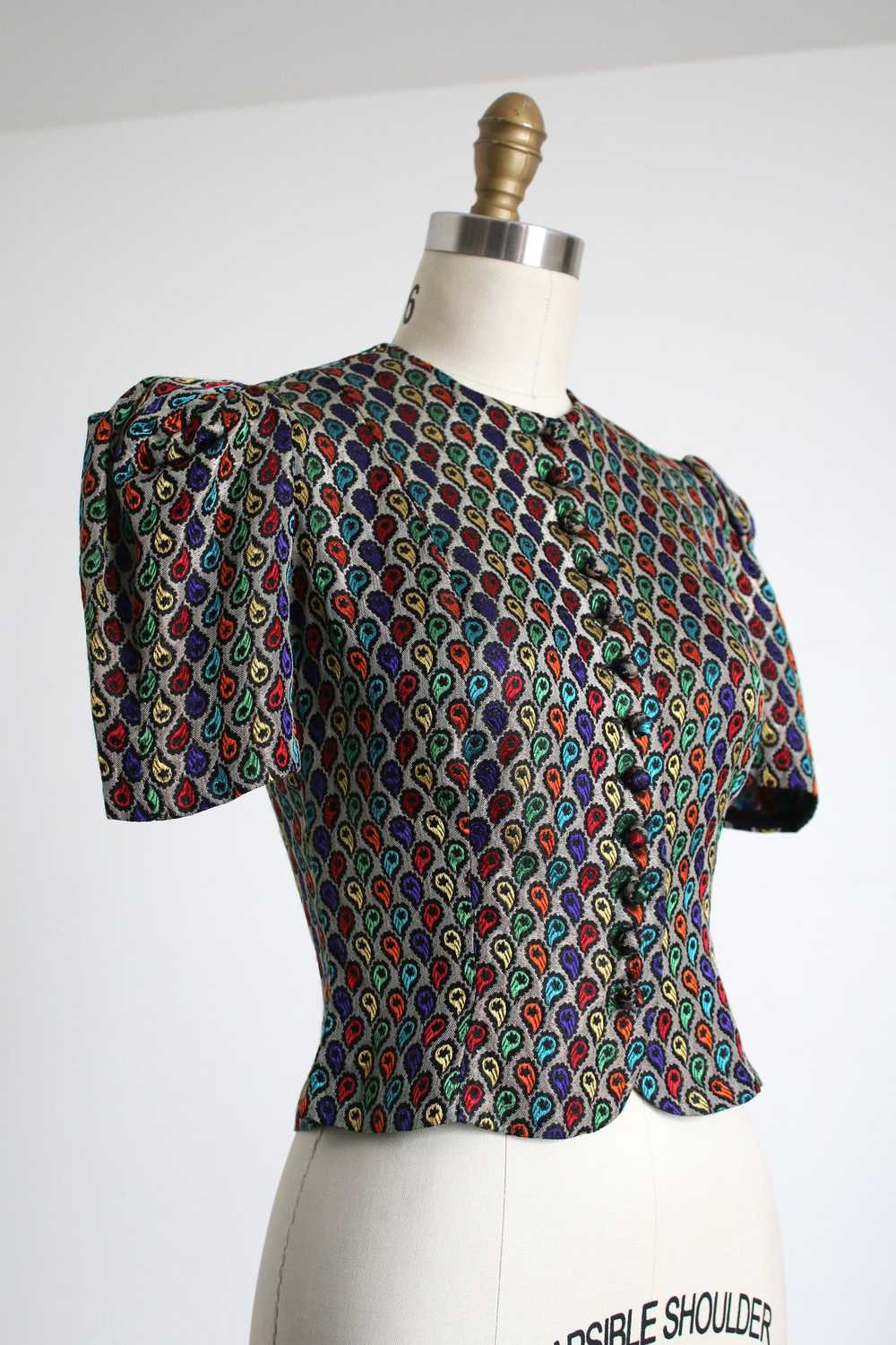 vintage 1930s metallic lamé blouse {s} - image 3