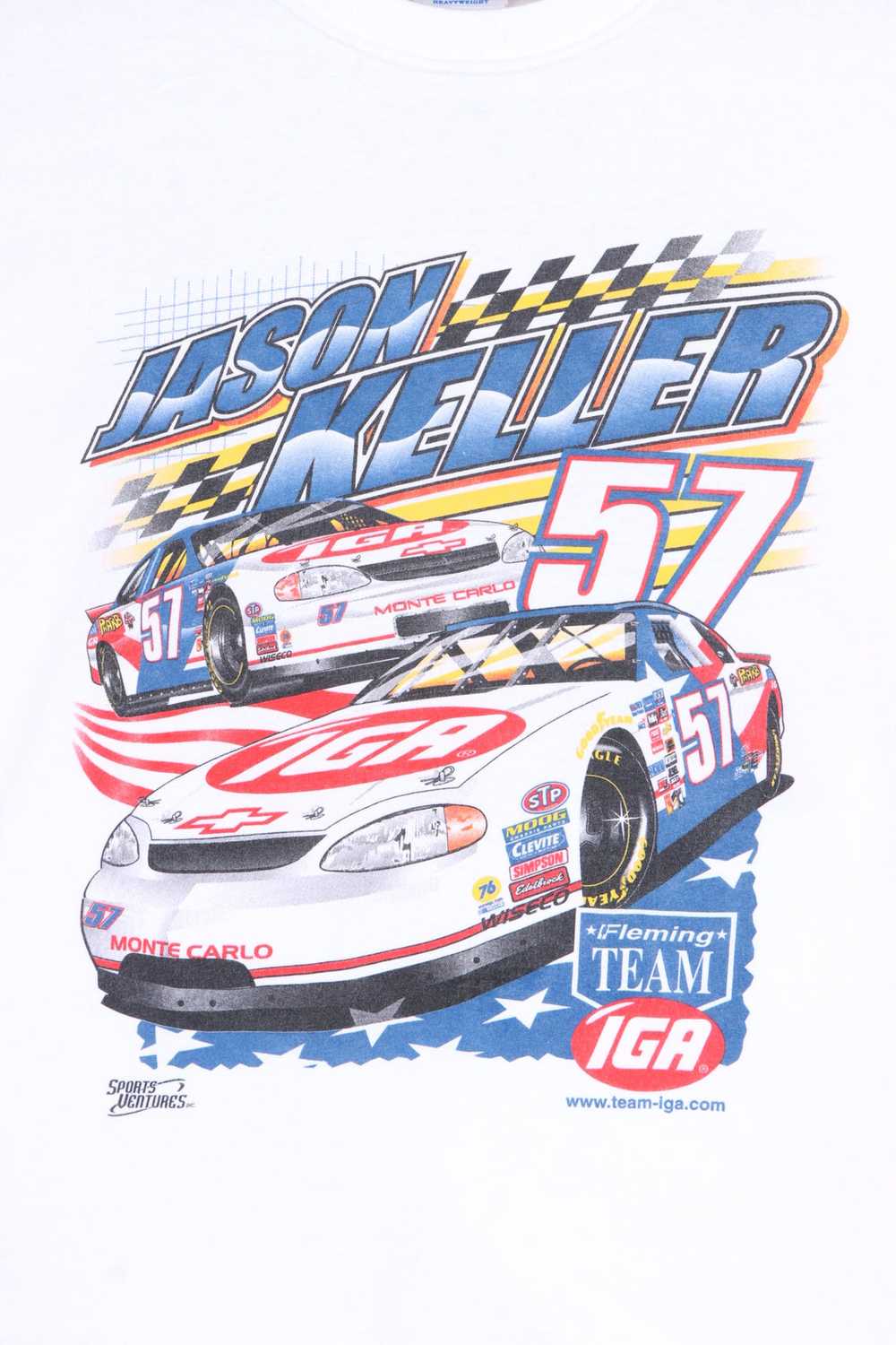 NASCAR Jason Keller #57 IGA Racing Front Back T-S… - image 3