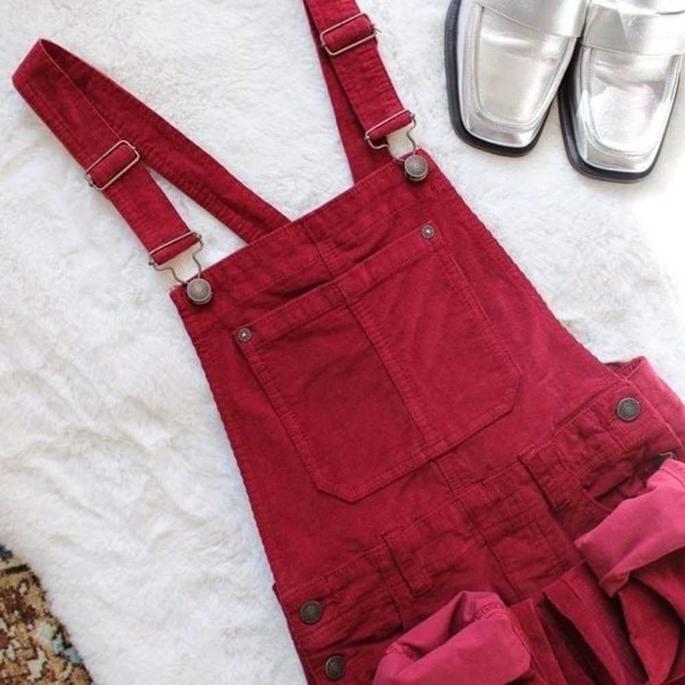 Free People Red Wine Slim Ankle Corduroy Overalls - image 2
