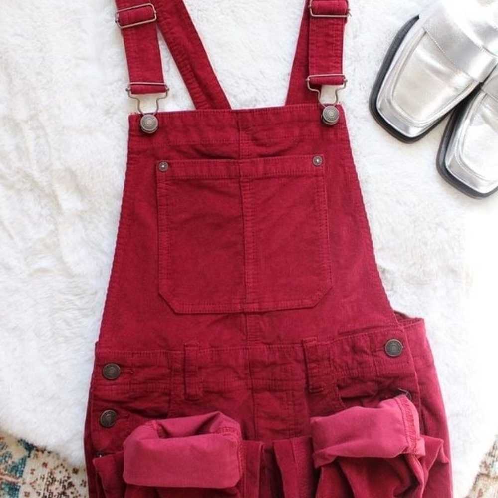 Free People Red Wine Slim Ankle Corduroy Overalls - image 3