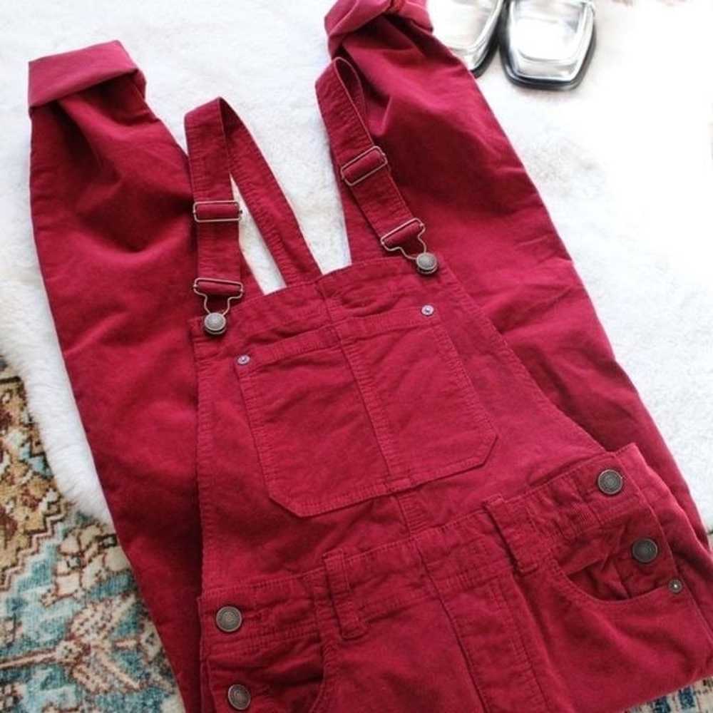 Free People Red Wine Slim Ankle Corduroy Overalls - image 5