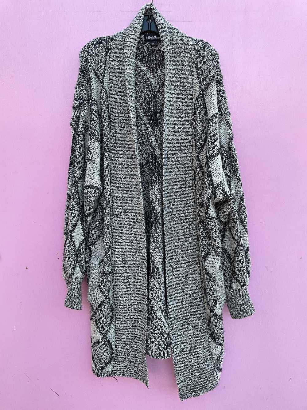 1980S-90S CHUNKY DIAMOND KNIT LONG COCOON CARDIGAN SW… - Gem