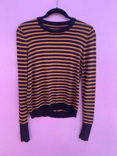 CUTE STRIPED STRETCH KNIT LONG SLEEVE TOP
