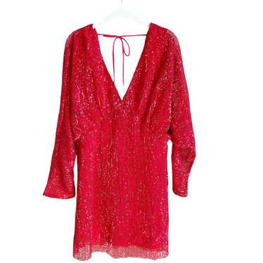 ASTR Devika Sequin Mini Dress Red Size Small Back… - image 1