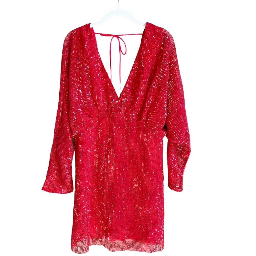 ASTR Devika Sequin Mini Dress Red Size Small Back… - image 9
