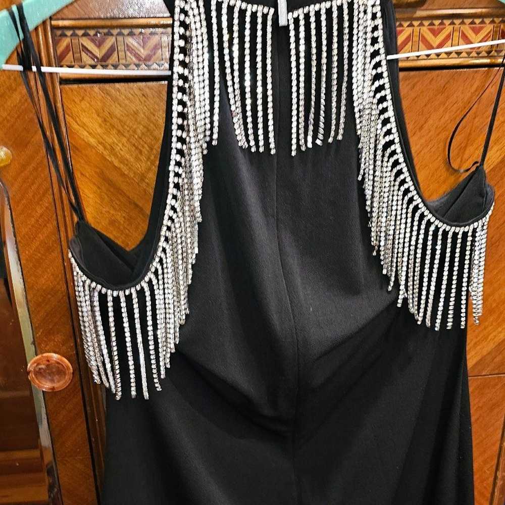 Michael Kors party haulter dress rhinestone fringe - image 10