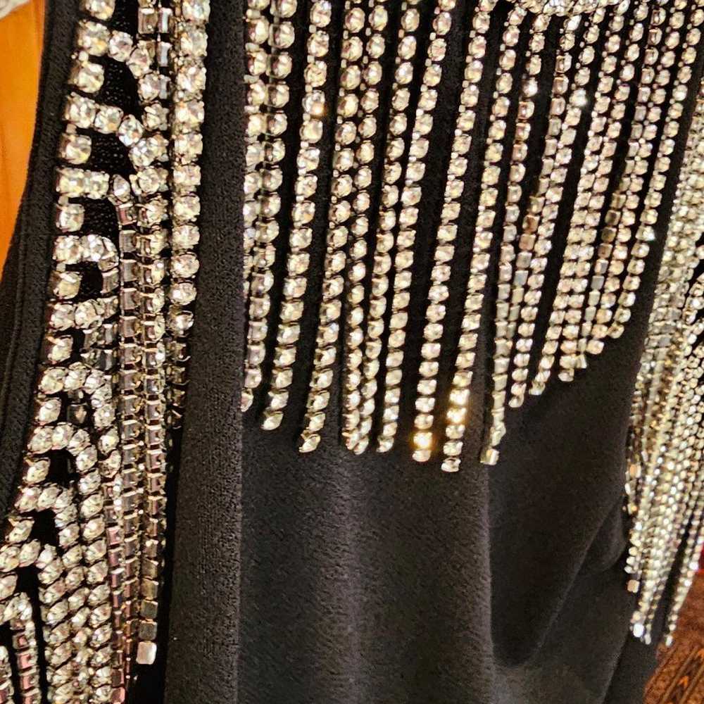 Michael Kors party haulter dress rhinestone fringe - image 9
