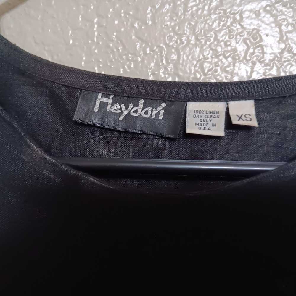 Heydarì Black Linen Midi Elastic Hem Dress - image 5