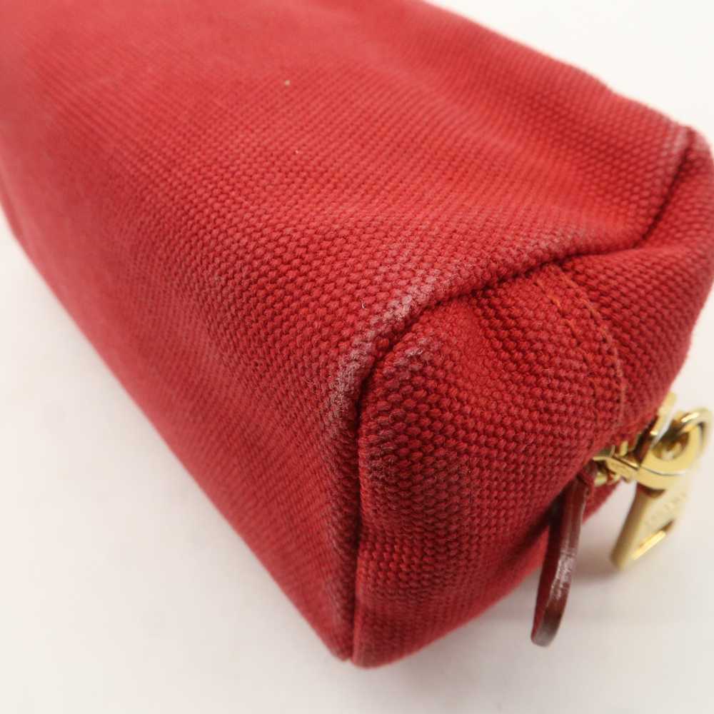 PRADA Logo Canvas Leather Pouch Cosmetic Pouch Red - image 10