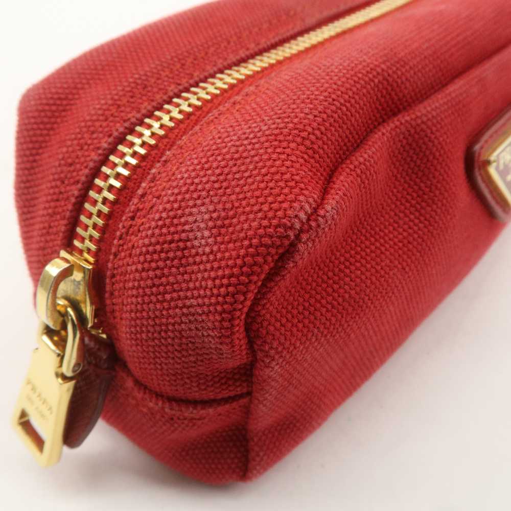 PRADA Logo Canvas Leather Pouch Cosmetic Pouch Red - image 11