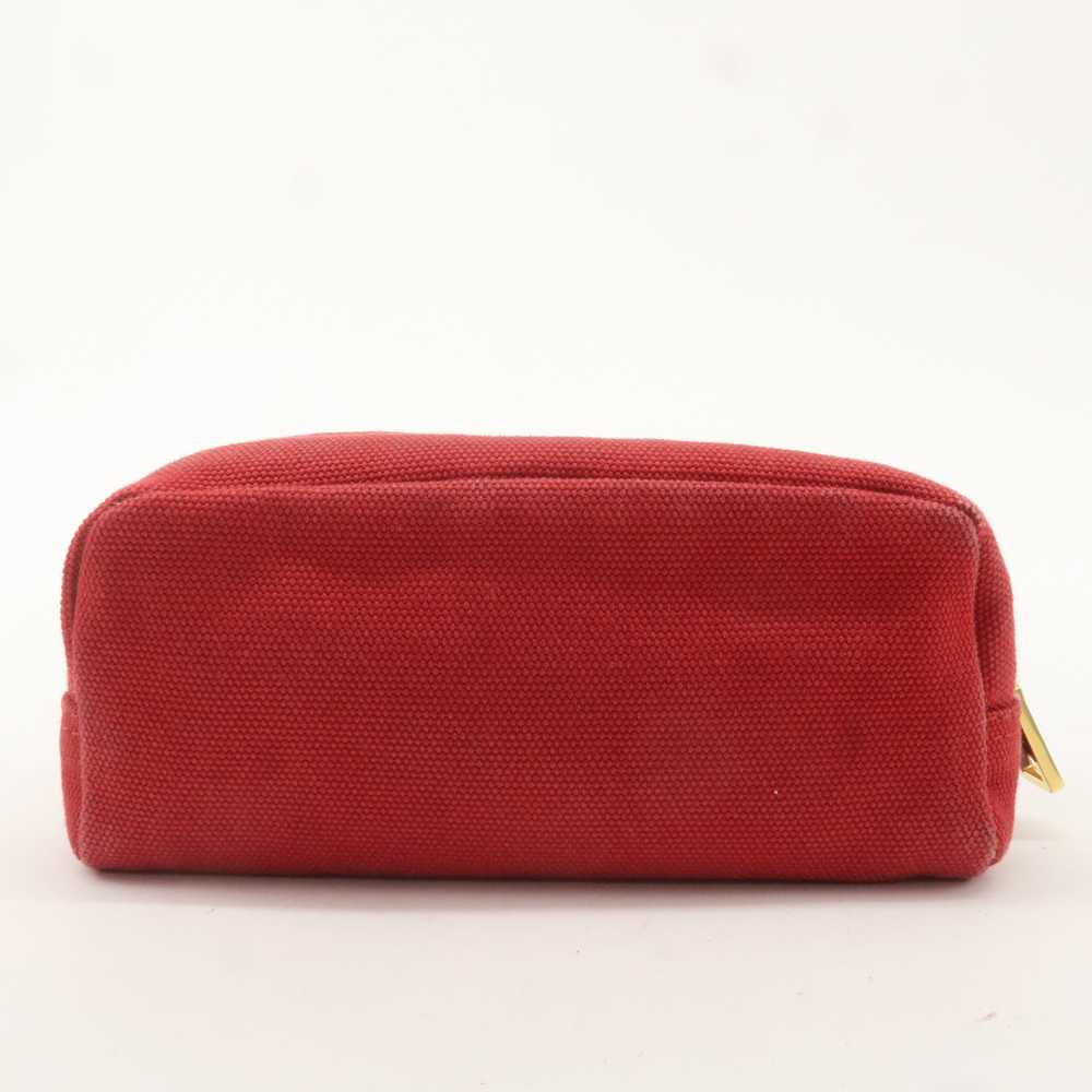 PRADA Logo Canvas Leather Pouch Cosmetic Pouch Red - image 3