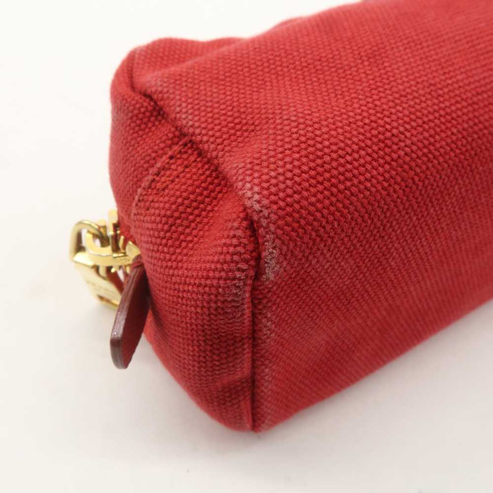 PRADA Logo Canvas Leather Pouch Cosmetic Pouch Red - image 7