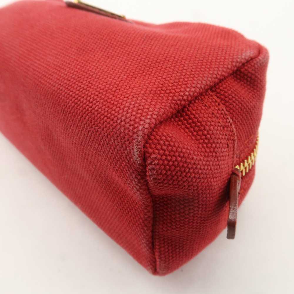 PRADA Logo Canvas Leather Pouch Cosmetic Pouch Red - image 8