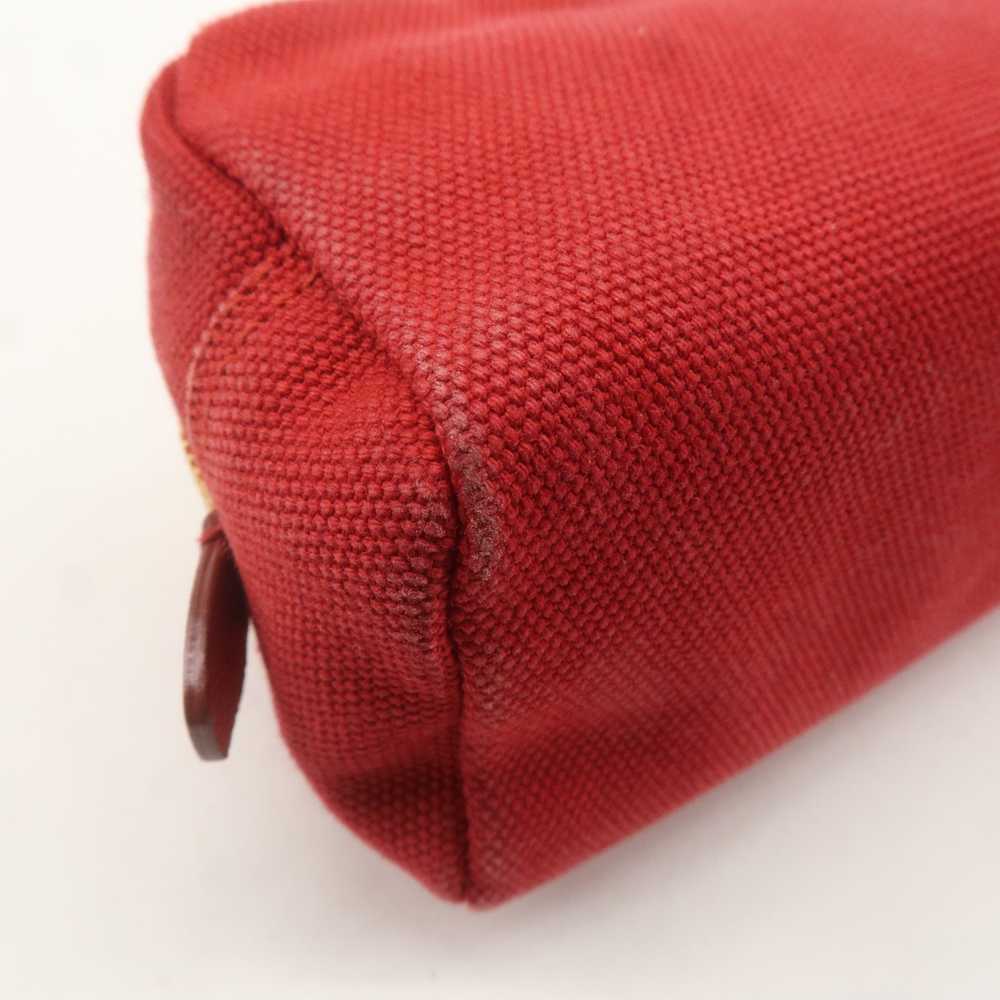 PRADA Logo Canvas Leather Pouch Cosmetic Pouch Red - image 9