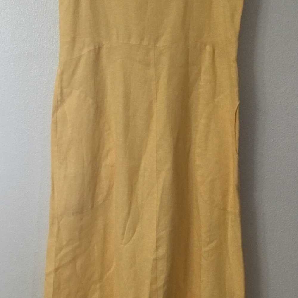 Flax 100% Linen Yellow Midi Maxi Dress Women Size… - image 1