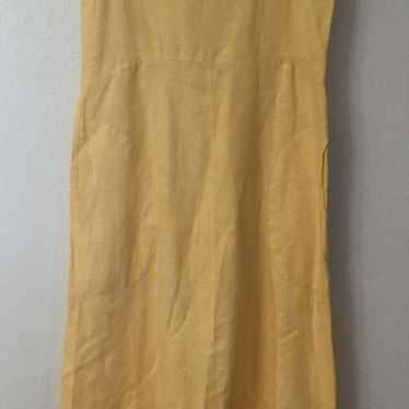 Flax 100% Linen Yellow Midi Maxi Dress Women Size… - image 1