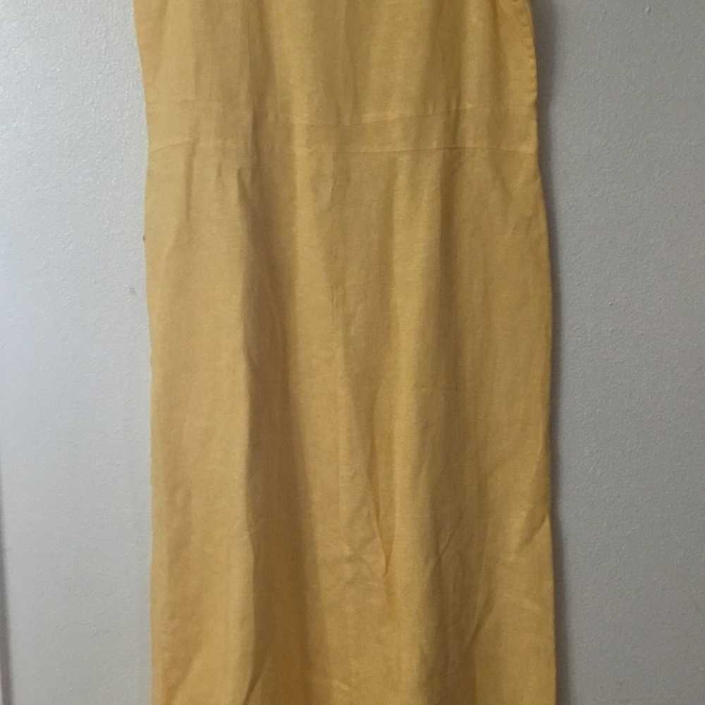 Flax 100% Linen Yellow Midi Maxi Dress Women Size… - image 2