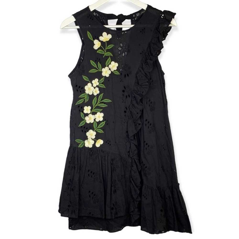 Zara Eyelet Embroidered Cotton Mini Dress Sleevel… - image 2