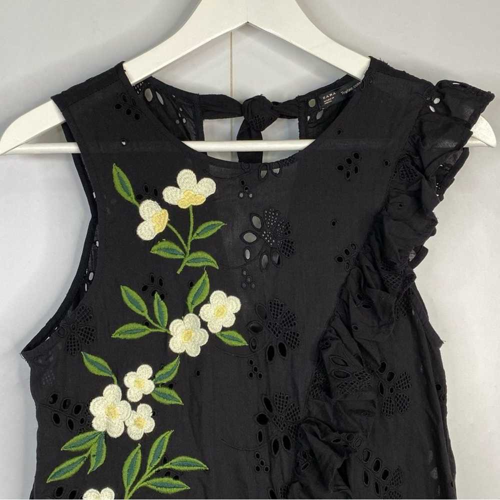 Zara Eyelet Embroidered Cotton Mini Dress Sleevel… - image 5
