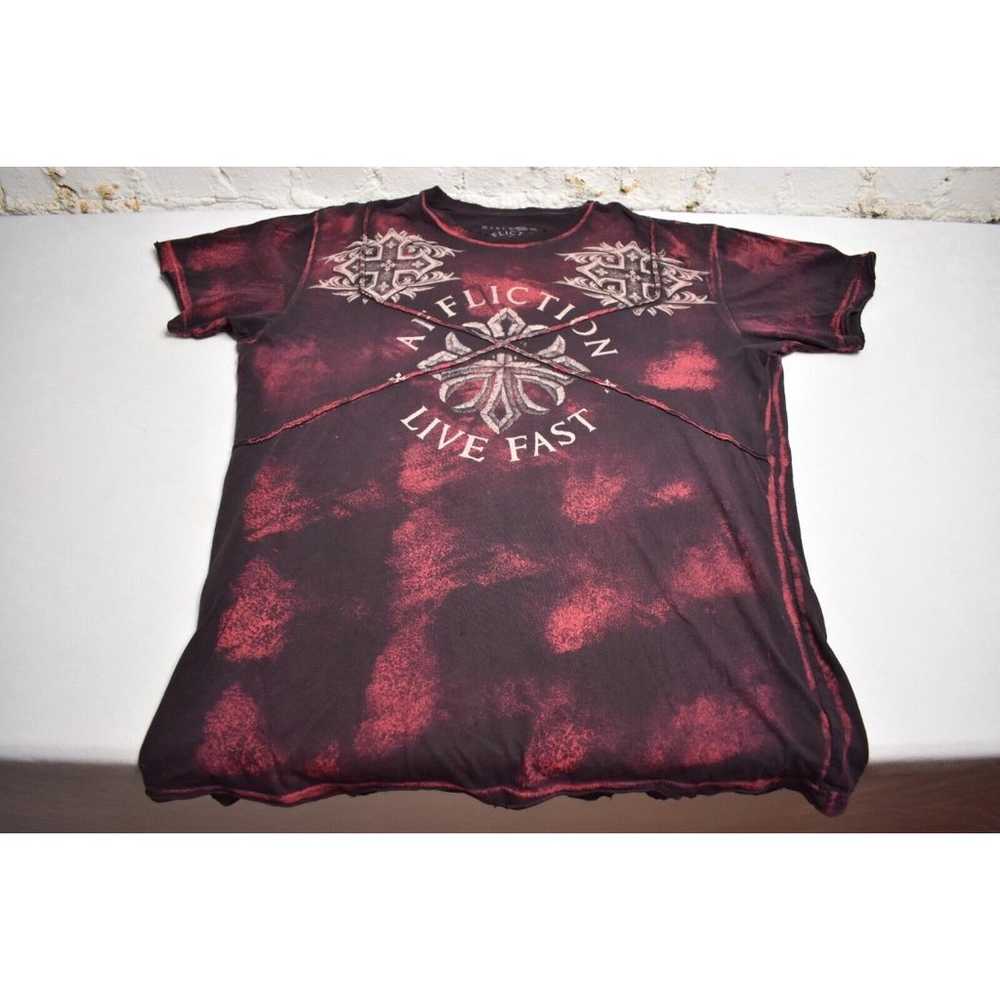 VTG Y2K Affliction Big Cross Live Fast Burgundy G… - image 1