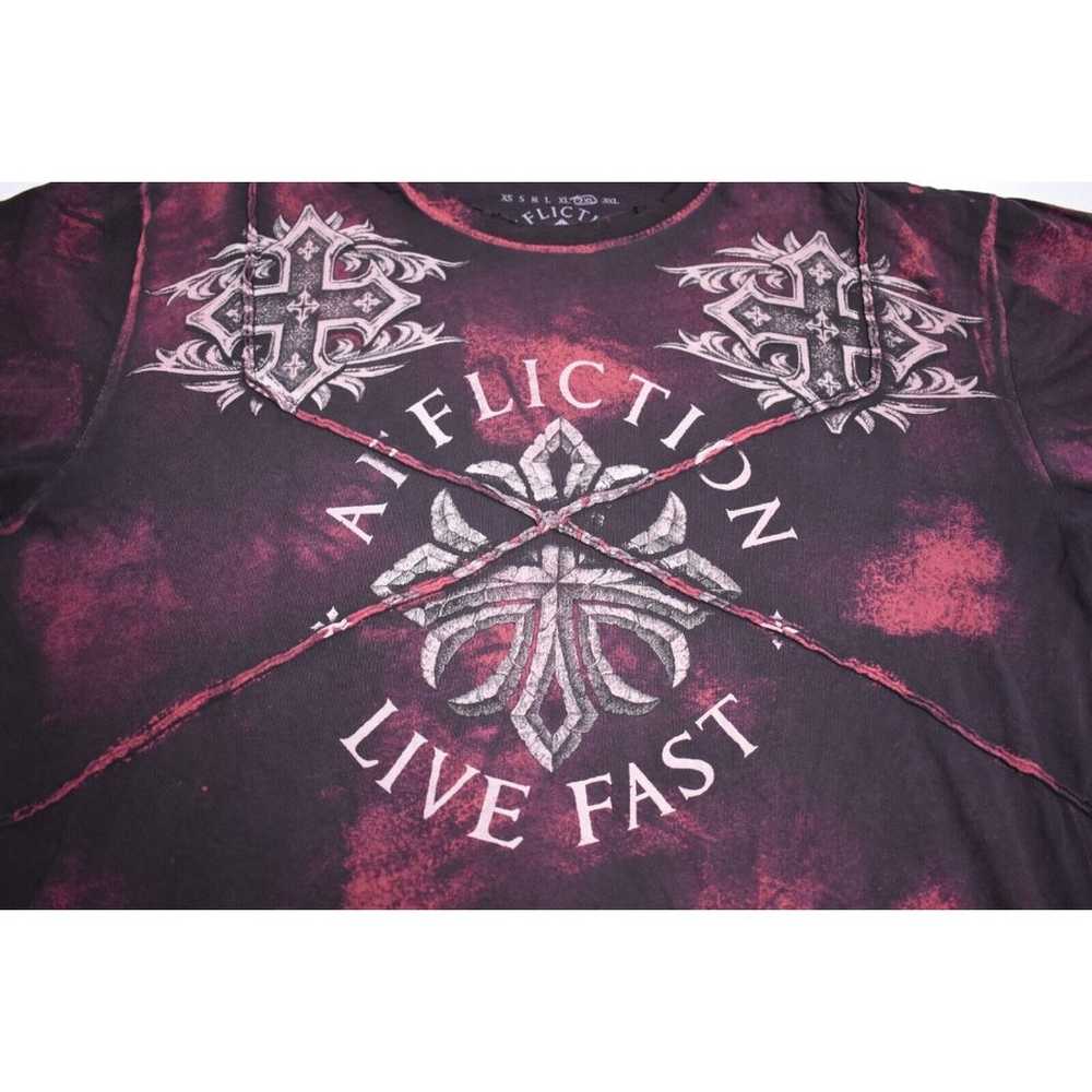 VTG Y2K Affliction Big Cross Live Fast Burgundy G… - image 2