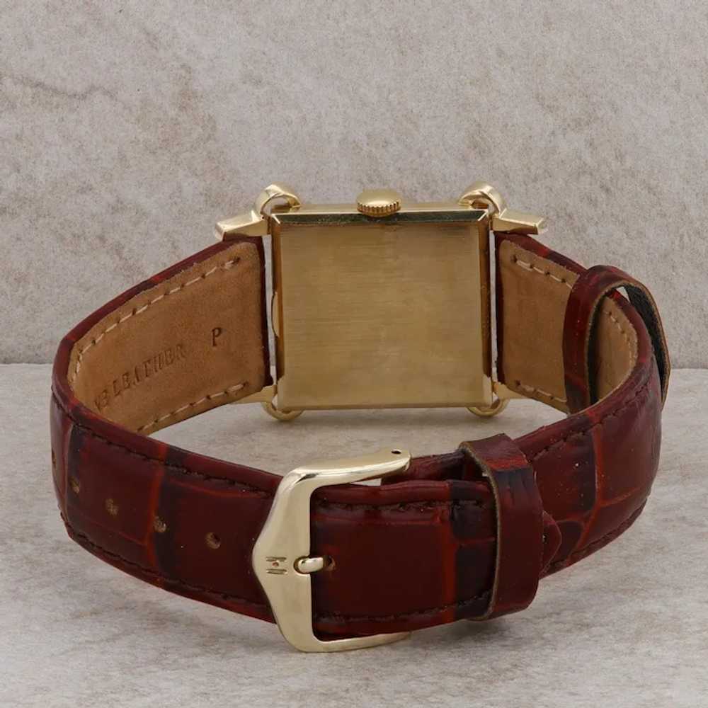 14k Wittnauer Dress Watch with Brown Leather Band… - image 3