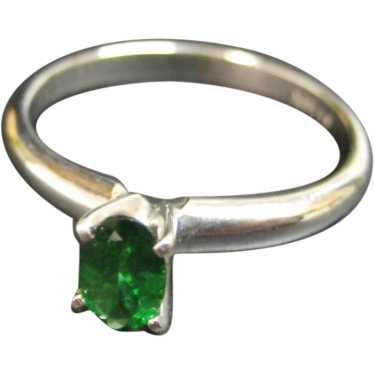 Fine 14K White Gold Tsavorite Solitaire Ring