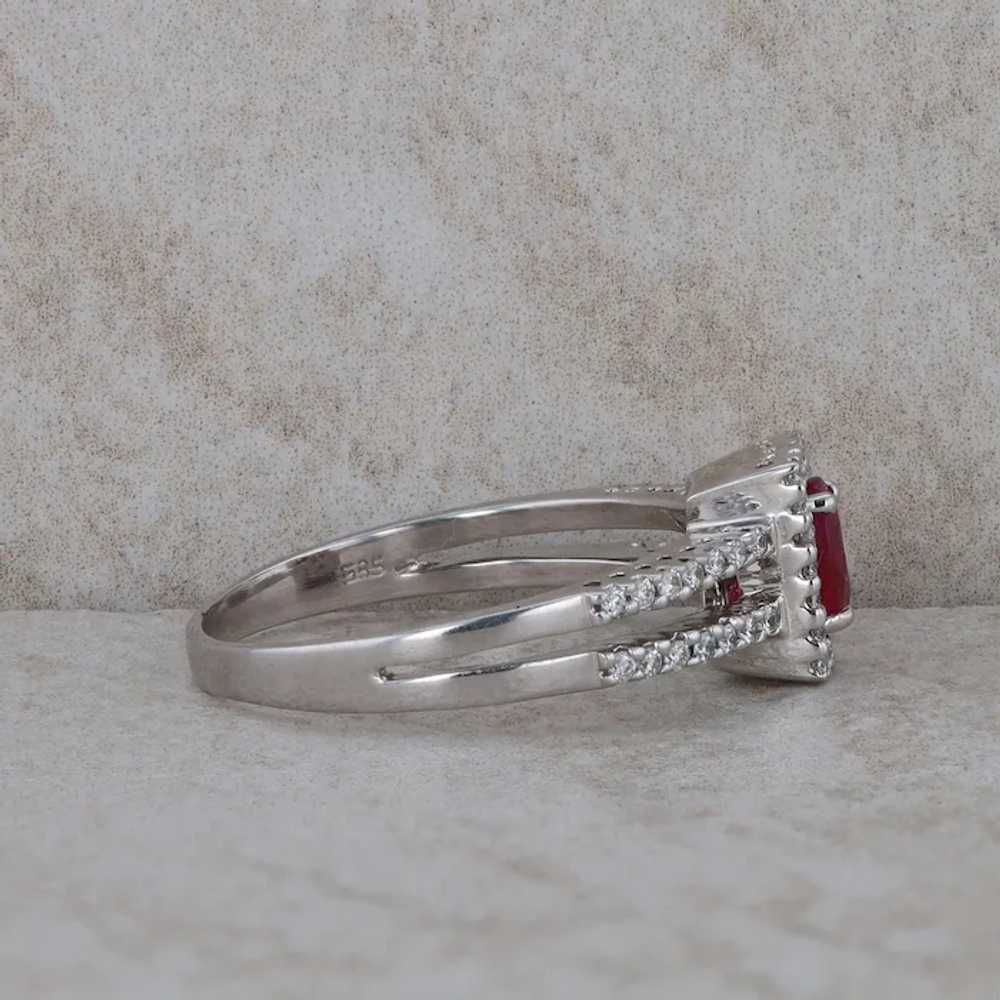 14k White Gold Diamond and Ruby Ring - image 2