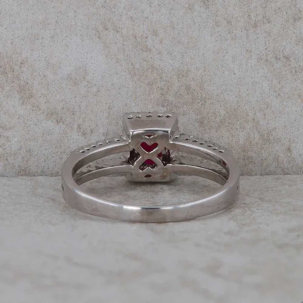 14k White Gold Diamond and Ruby Ring - image 3