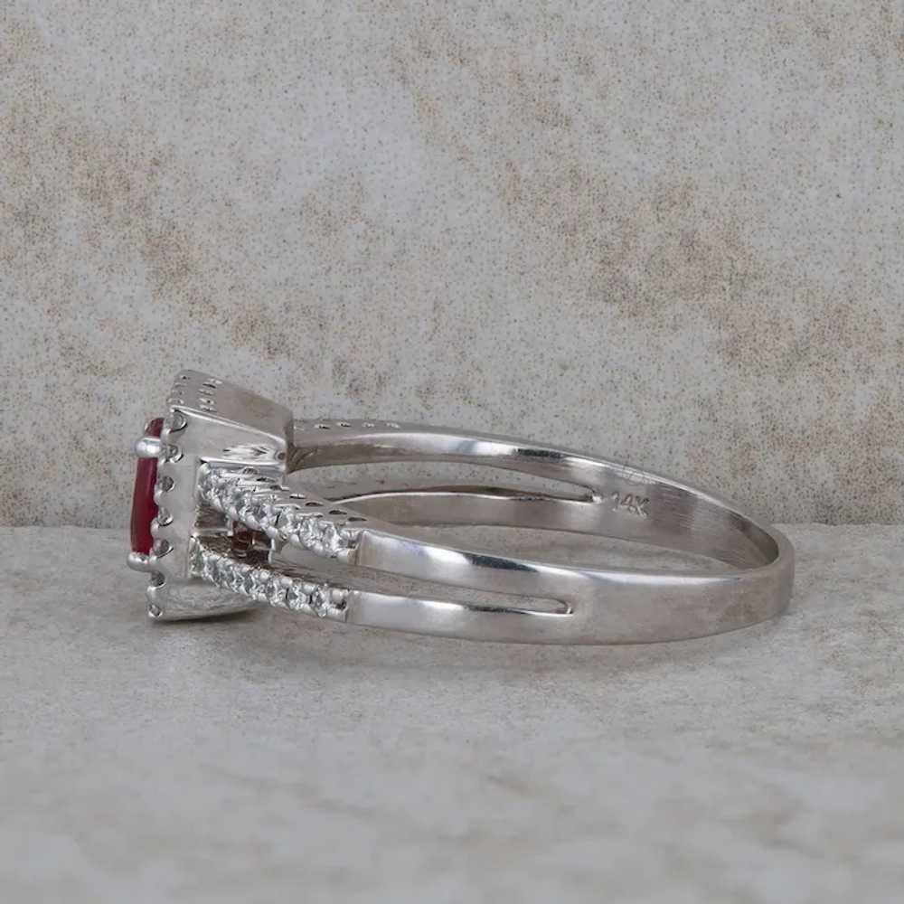 14k White Gold Diamond and Ruby Ring - image 4