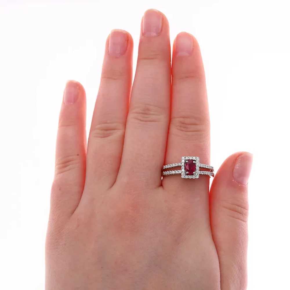 14k White Gold Diamond and Ruby Ring - image 5