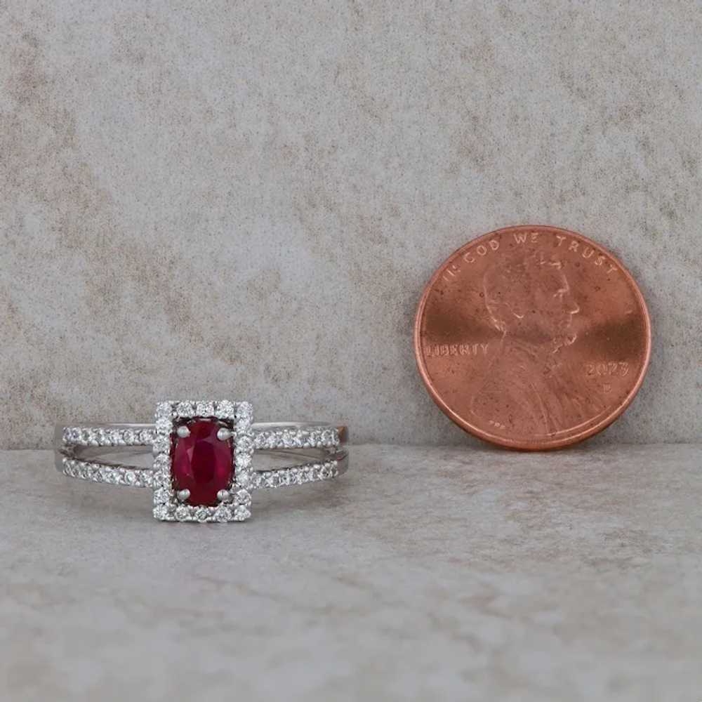14k White Gold Diamond and Ruby Ring - image 6