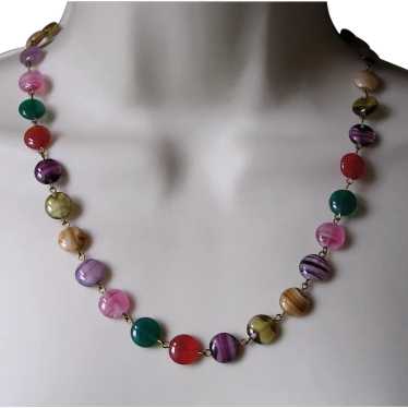 Pretty Faux Agate Glass Bead Necklace - image 1