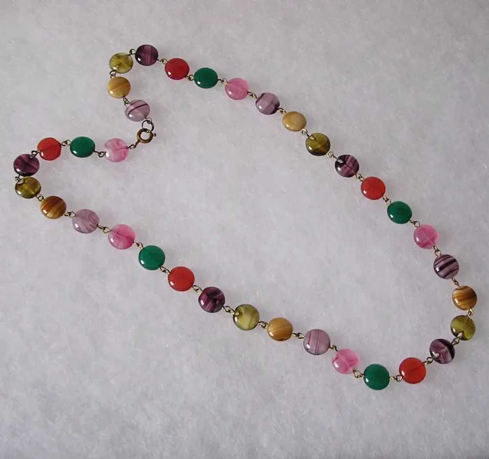 Pretty Faux Agate Glass Bead Necklace - image 2