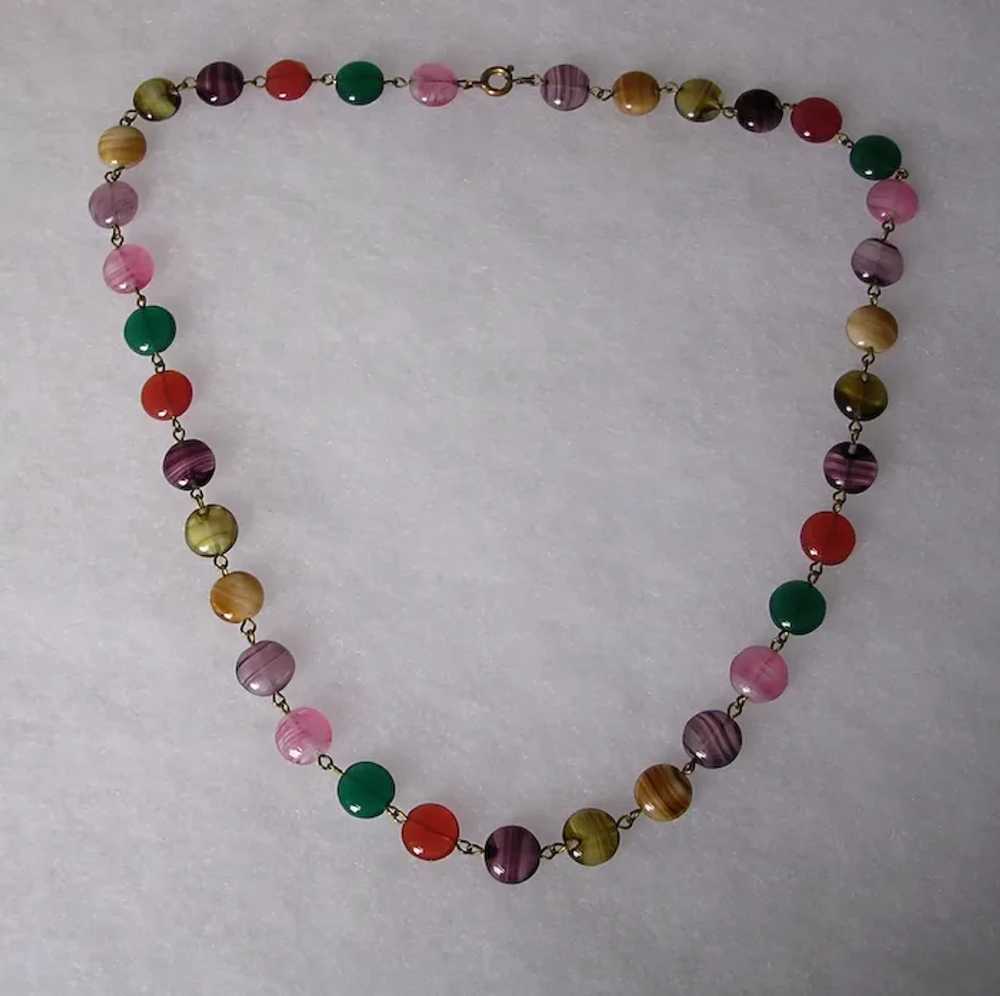 Pretty Faux Agate Glass Bead Necklace - image 3