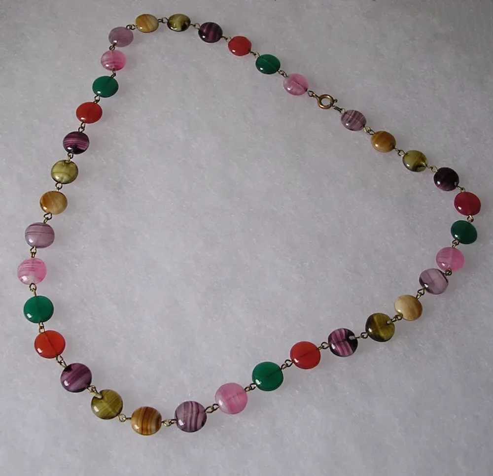 Pretty Faux Agate Glass Bead Necklace - image 5