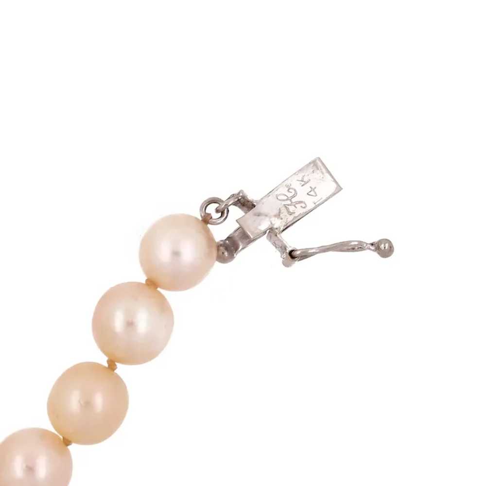 Vintage Pearl Choker Necklace 14K White Gold Diam… - image 5