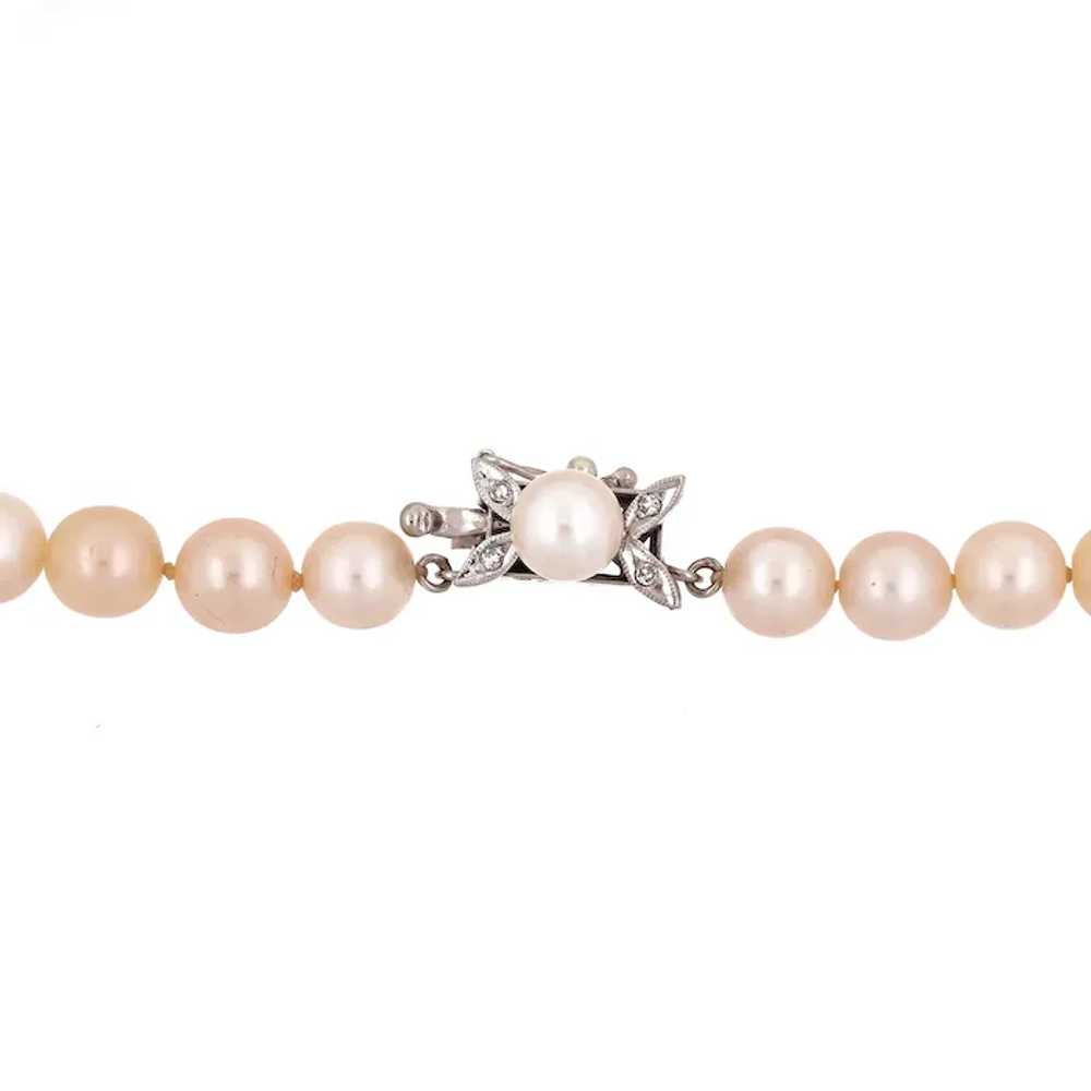 Vintage Pearl Choker Necklace 14K White Gold Diam… - image 6