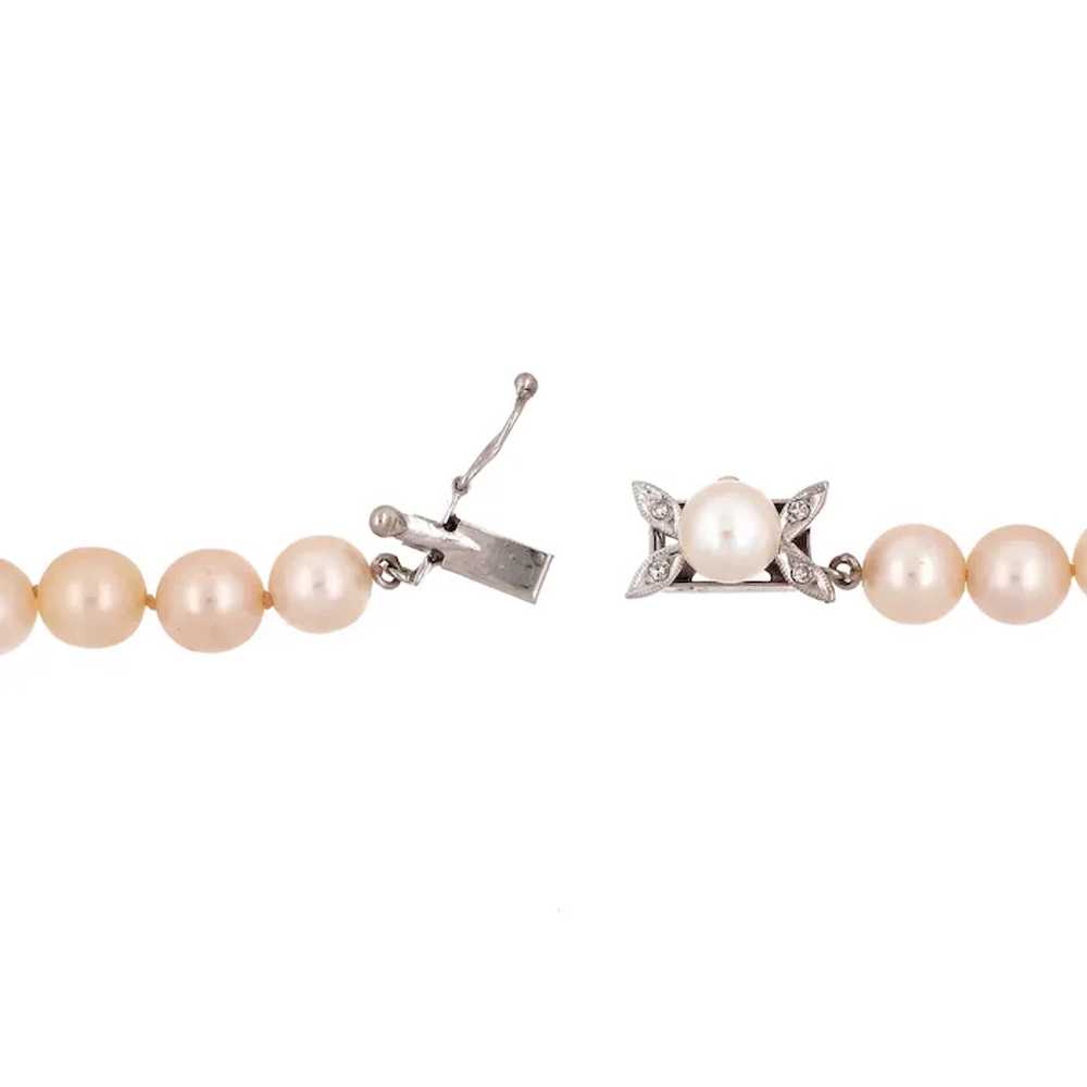 Vintage Pearl Choker Necklace 14K White Gold Diam… - image 7