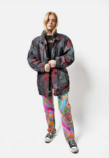 80s retro warm parka multi women's puffer jacket v