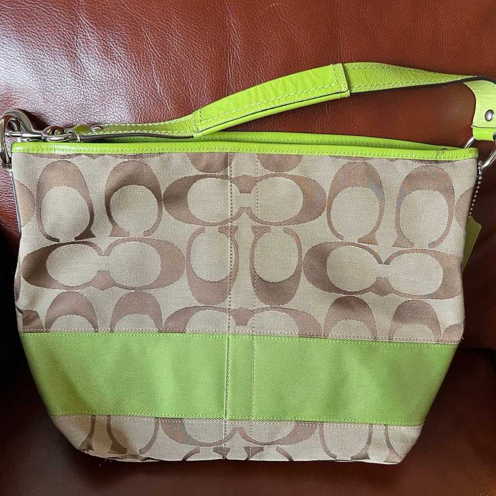 Coach Purse signature cloth purse- green- NEVER U… - image 1